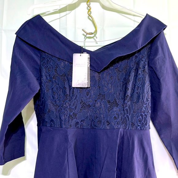 Homeyee Veljie Fashion Dress. Dark Blue size 8. NWT - Picture 1 of 7